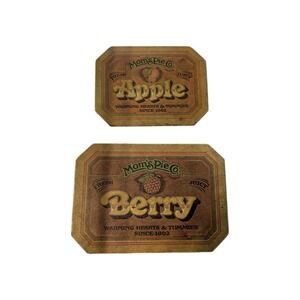 Vintage 1978 Ballonoff Hot Plate Pad Mat Mom's Pie Co. Set Of 2 Apple And Berry
